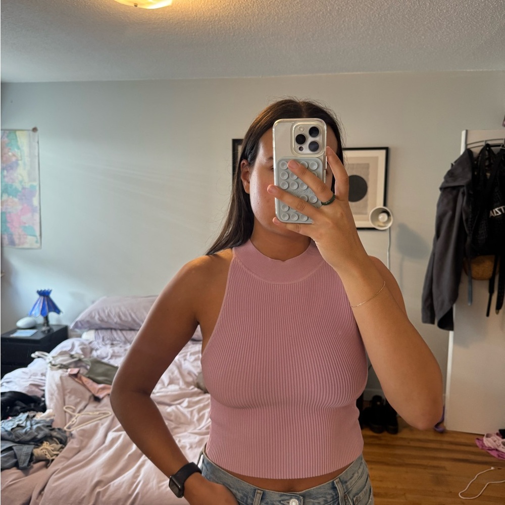 Aritzia Mauve Ribbed Tank Top
